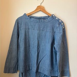 J. Crew Women’s Light Blue Chambray Top Boat Neck 10